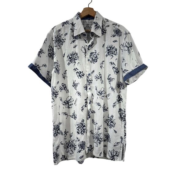 archipelago Tailored Blue Floral Button Down Shirt Size XL - Picture 1 of 6